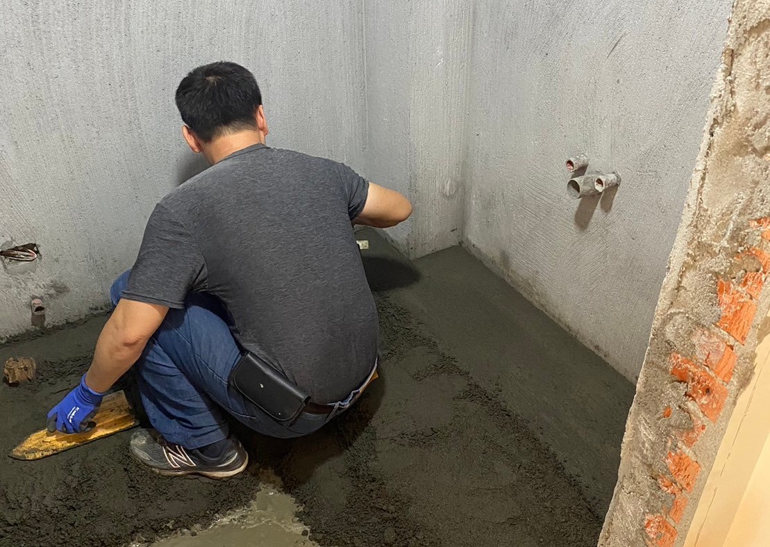 泥作打底與防水工程示意圖